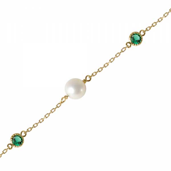 Emerald & Freshwater Pearl Bracelet